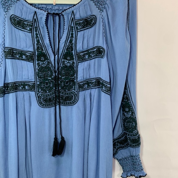 Free People Wind Willow Embroidery Blue Dress - Picture 5 of 12